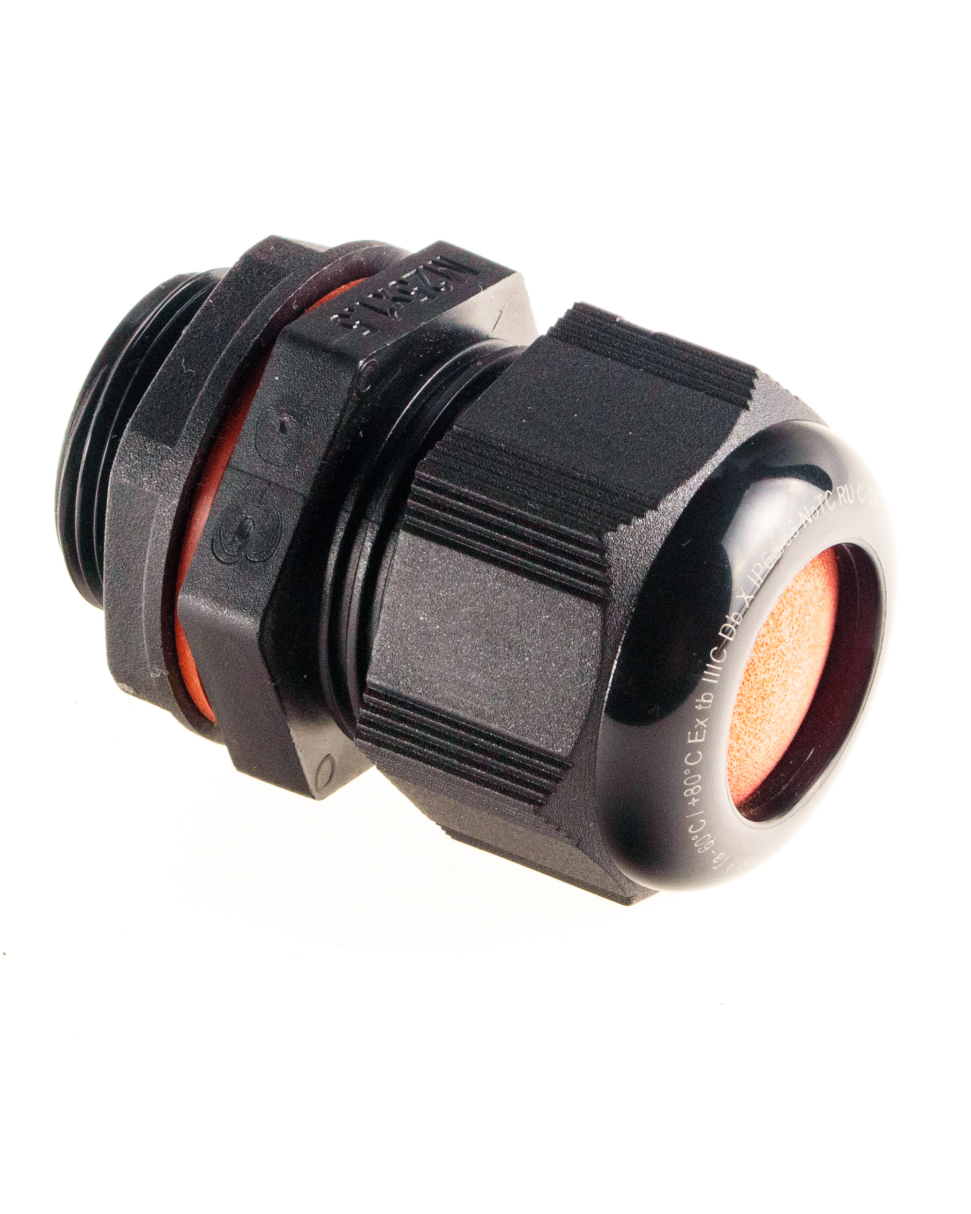 Extherm BM-X6S-L Кабельный ввод взрывозащищенный М25х1,5 с уплотнением для нагревательного кабеля (12,0x6,0) с уплотнительным кольцом и контргайкой, полиамид