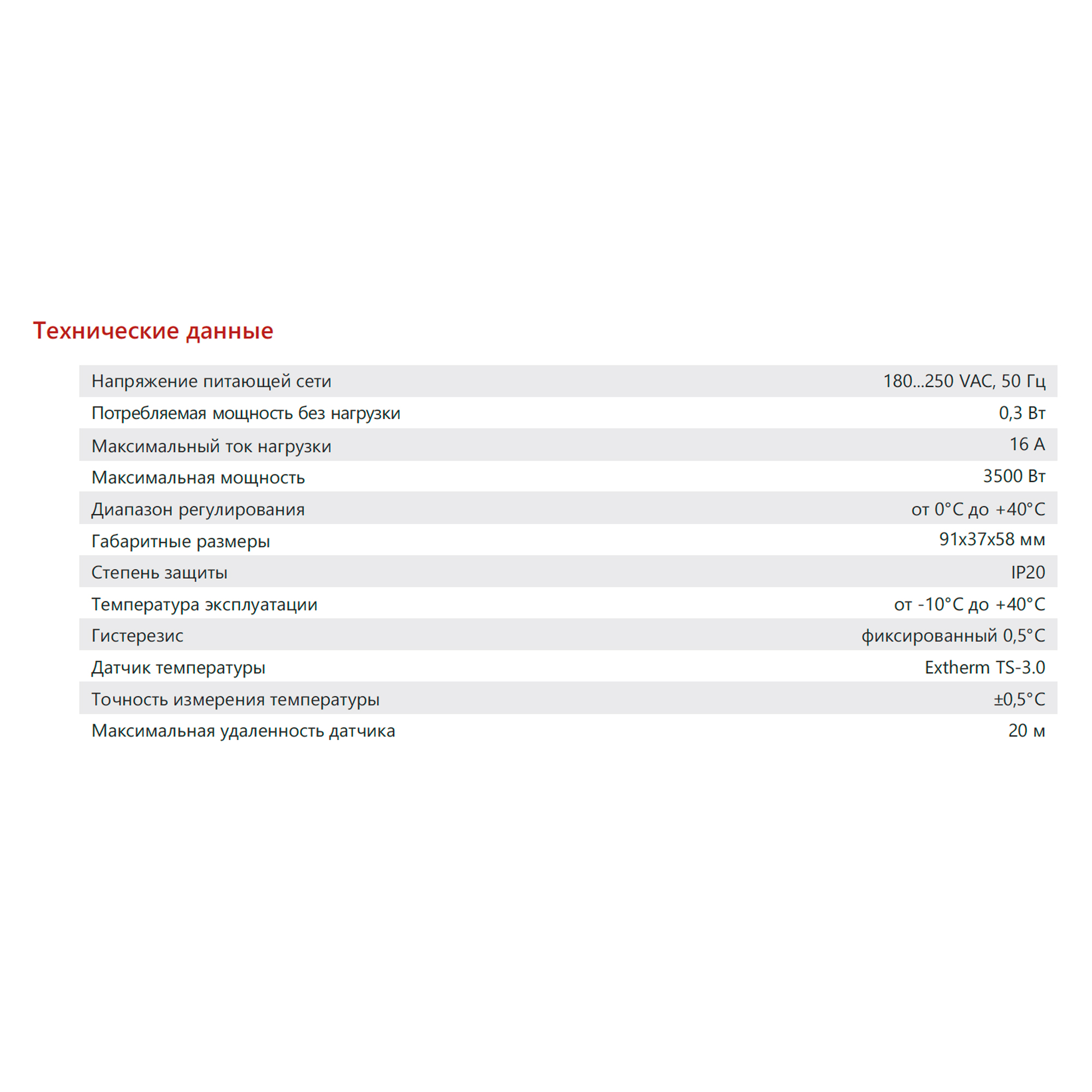 EXTHERM Th-fix Термостат для управления системой электрообогрева на трубопроводах/резервуарах с фиксированным гистерезисом (в комплекте с датчиком температуры воздуха)