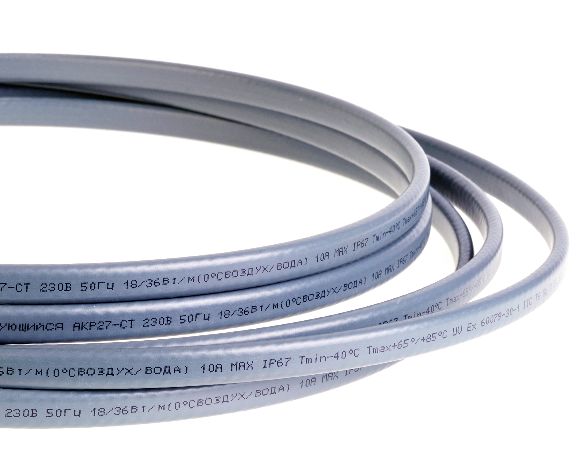 Extherm AKP27-CT-250 нагревательный саморегулирующийся кабель для систем антиобледенения кровли 18 Вт/м на воздухе, 36 Вт/м в талой воде со льдом, катушка 250 м.