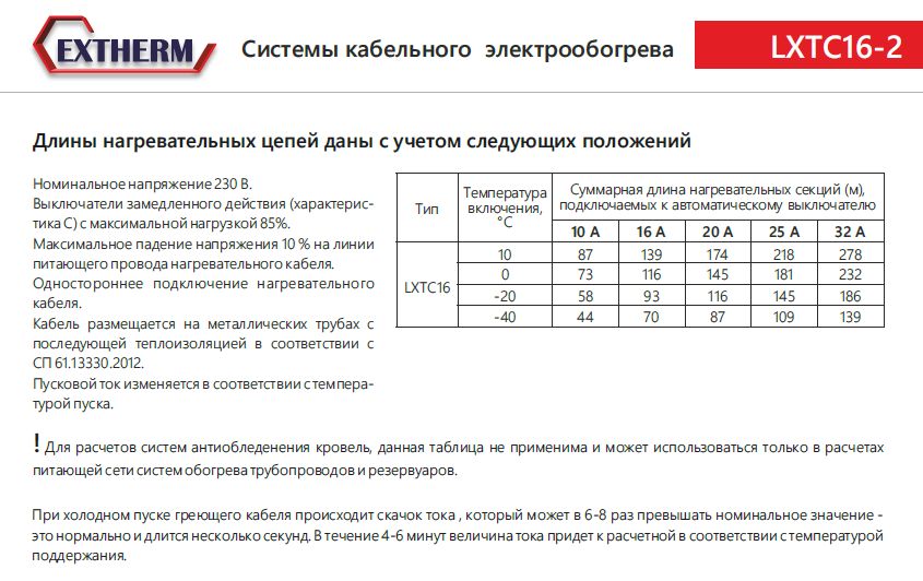 Extherm LXTC16-2 саморегулирующийся кабель неэкранированный для обогрева стальных трубопроводов