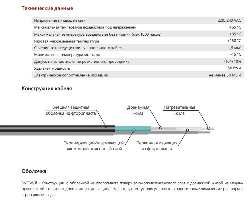 Extherm SNOW/1f 1050/50 греющий кабель