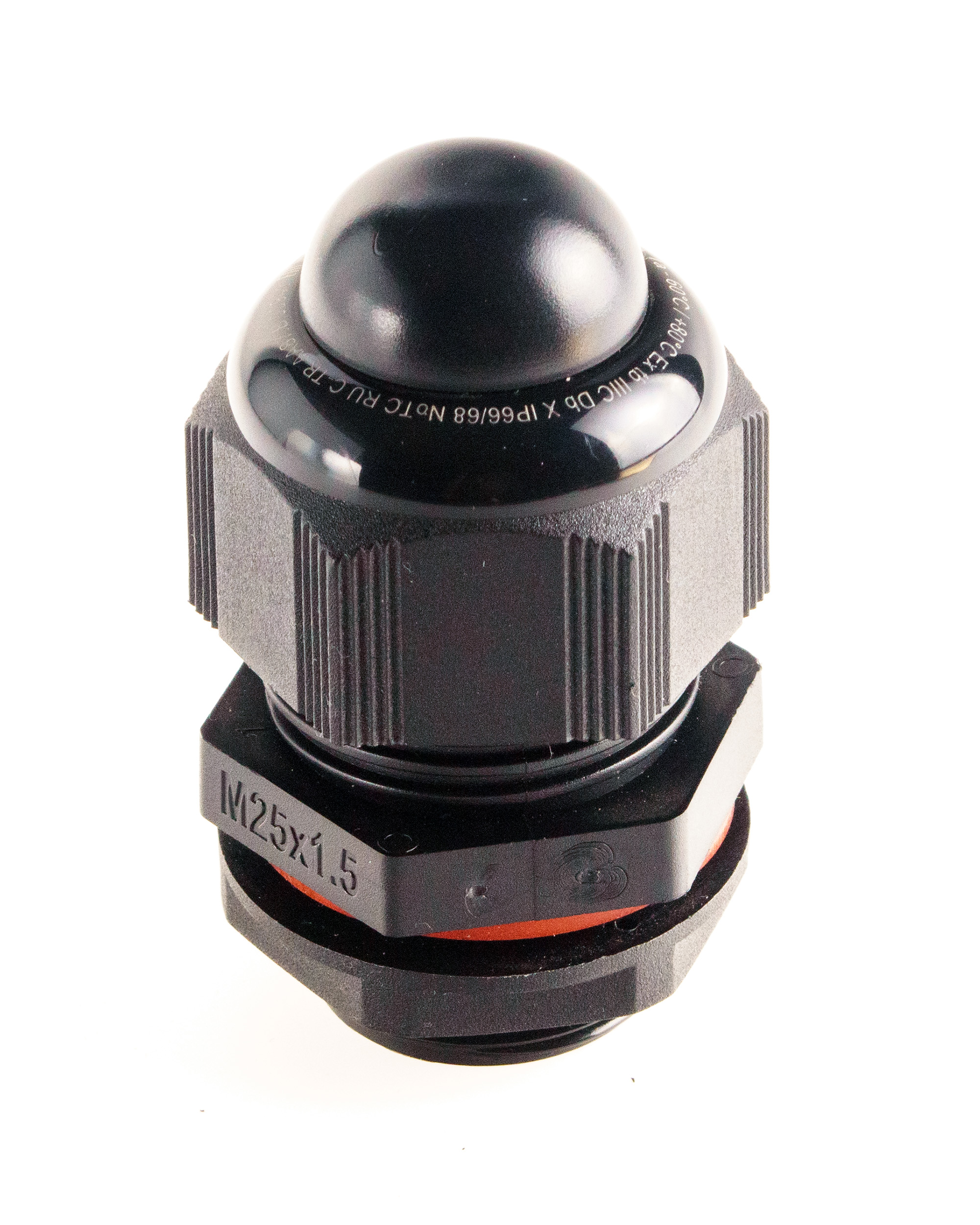 Extherm BM-X6S-LP (DS) Кабельный ввод взрывозащищенный М25х1,5 с уплотнением для небронированного силового кабеля Ø10-18мм, с уплотнительным кольцом и контргайкой, полиамид